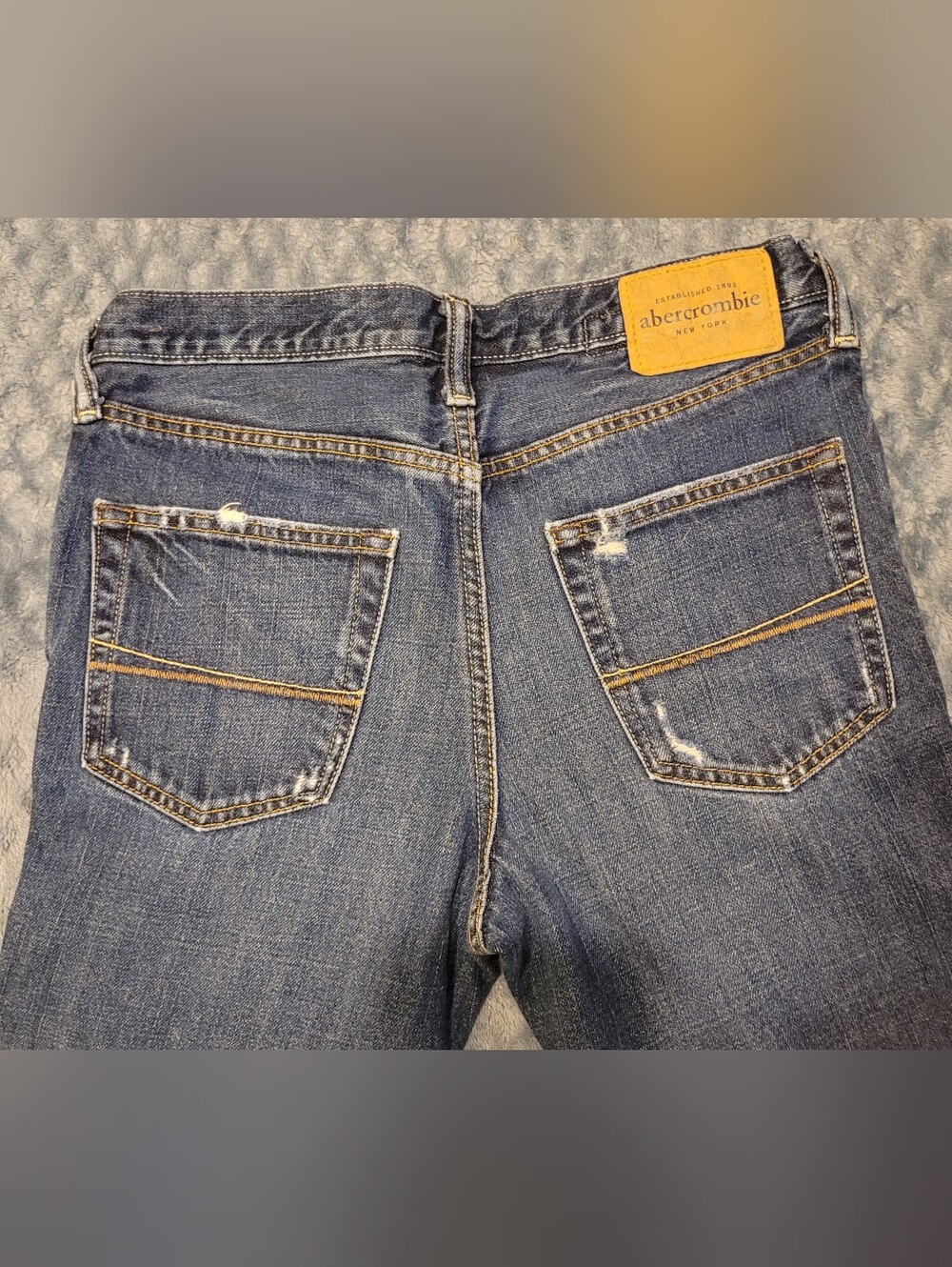 Vtg 90s Y2K Boy's Abercrombie Baxter Low Rise Slim Boot Distressed Jeans Sz 16